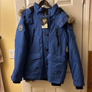 Noize Women’s Blue Ski Snow Jacket with Faux Fur Trim Hood